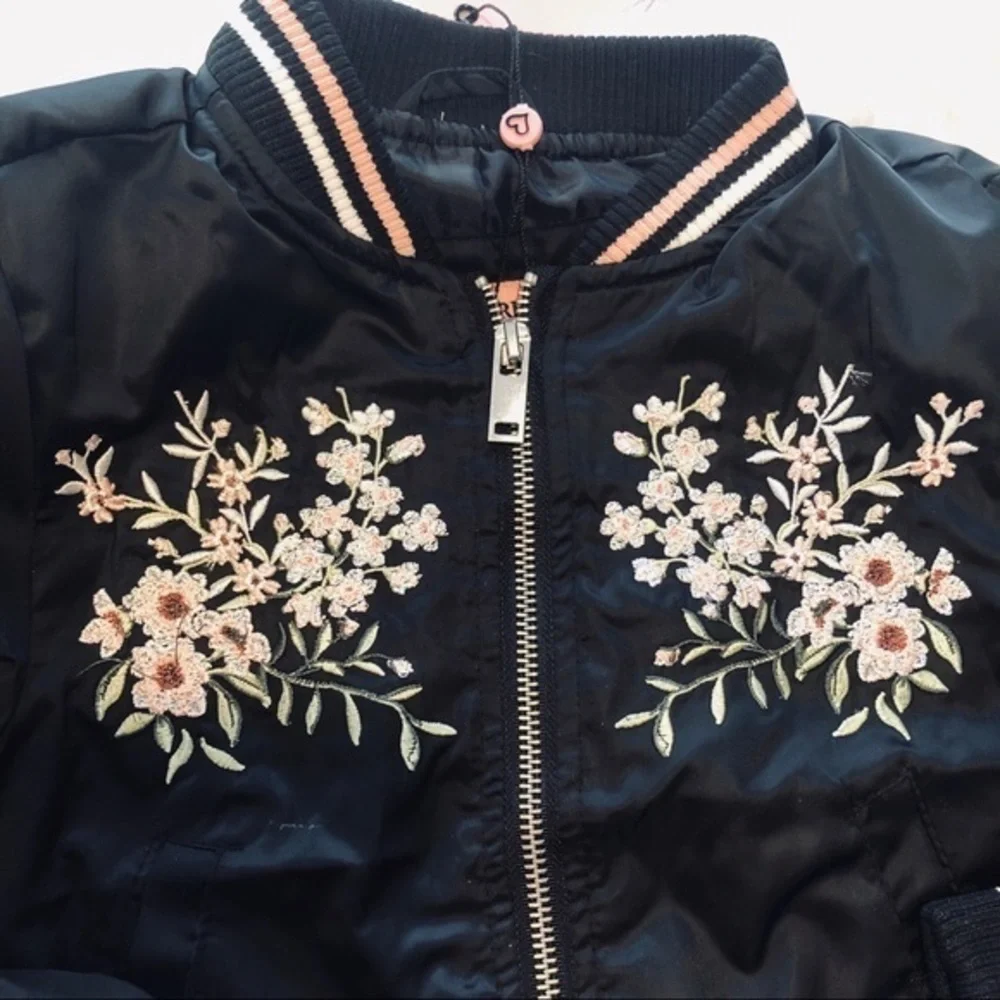 Urban Republic Floral Embroidered Bomber Jacket NWT